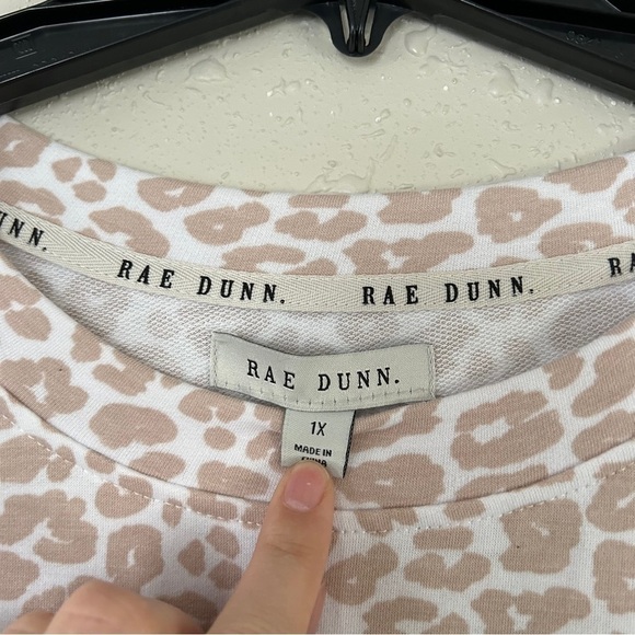 NWT Rae Dunn Animal Print Cream White Crew Neck Sweatshirt Football Mom 1X - Picture 2 of 7